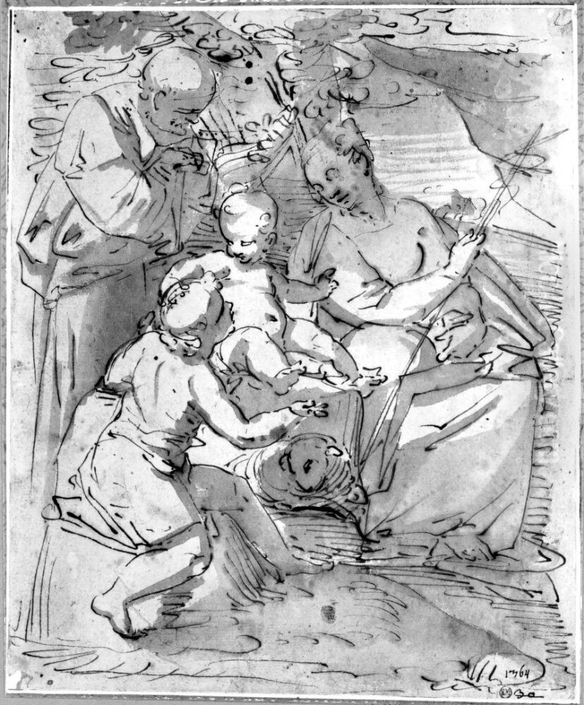 The Holy Family and St. John in the Cave Oil Painting by Luca Cambiaso