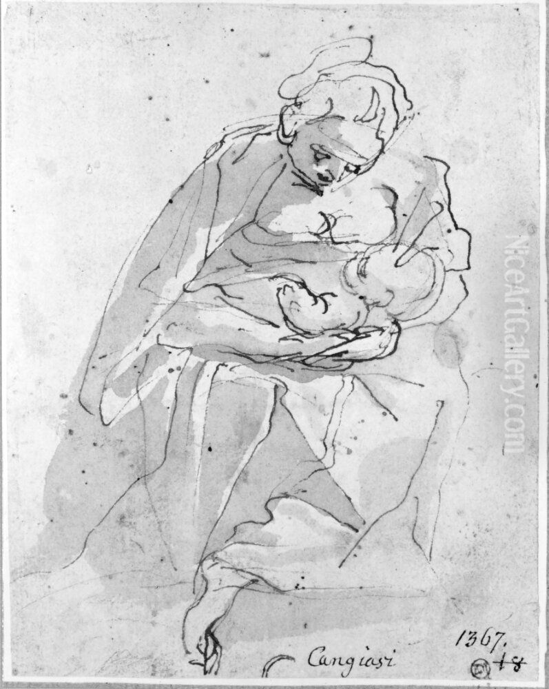 Virgin and Child Oil Painting by Luca Cambiaso