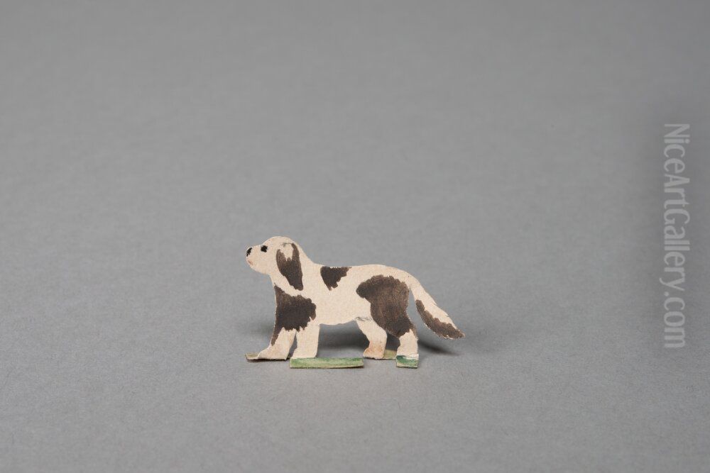 White dog with black spots looking up [one of 36 figures] Oil Painting by Ivar Arosenius