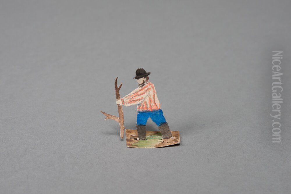 Man in red striped sweater, blue pants and black hat [one of 36 figures] Oil Painting by Ivar Arosenius