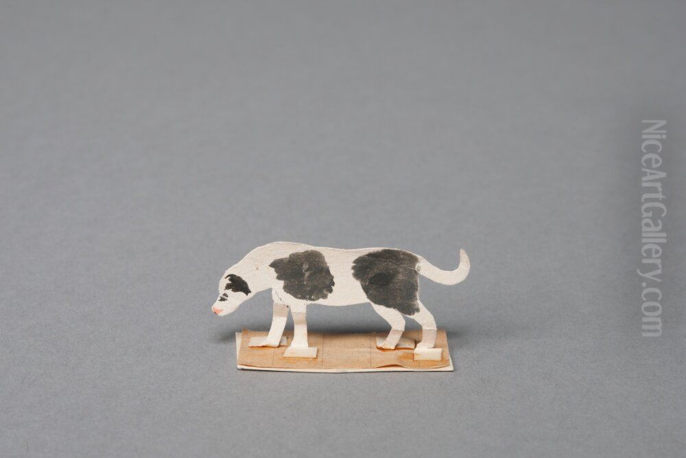 White dog with black spots, looking down [one of 36 figures] Oil Painting by Ivar Arosenius