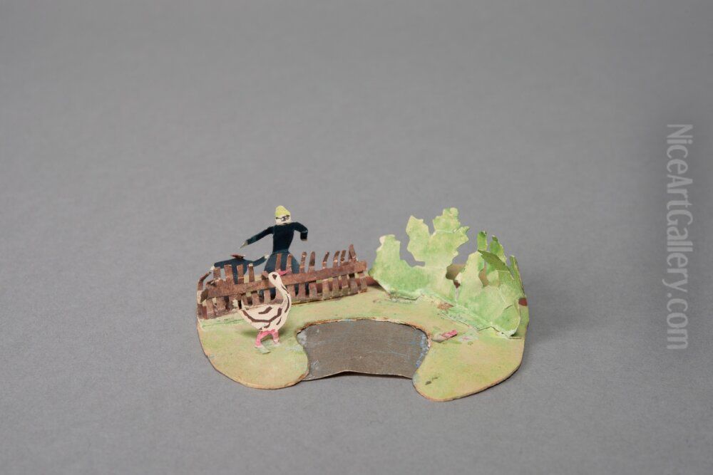 A woman, a child and a goose [one of 36 figures] Oil Painting by Ivar Arosenius