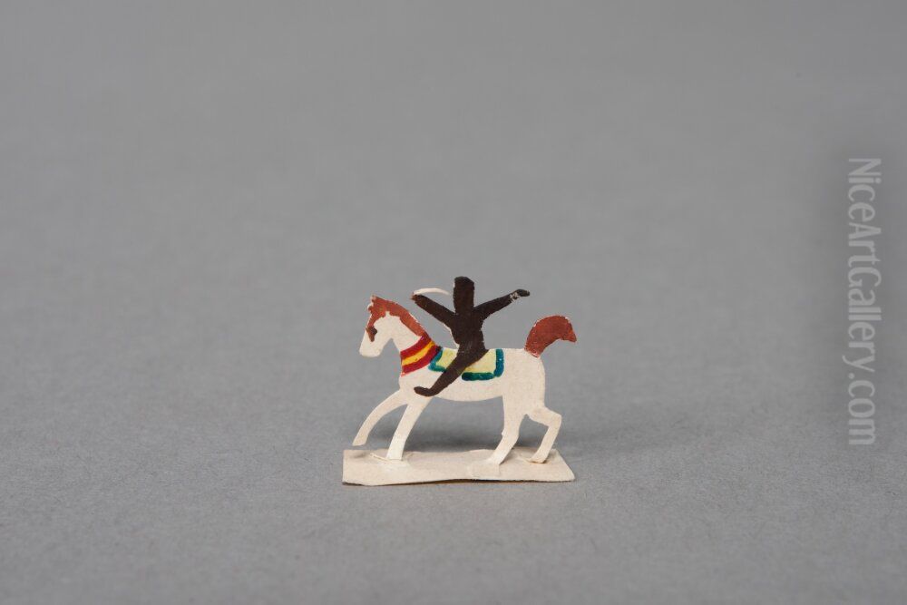 Black figure riding on a white horse [one of 36 figures] Oil Painting by Ivar Arosenius