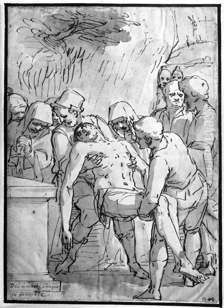 The Entombment Oil Painting by Luca Cambiaso