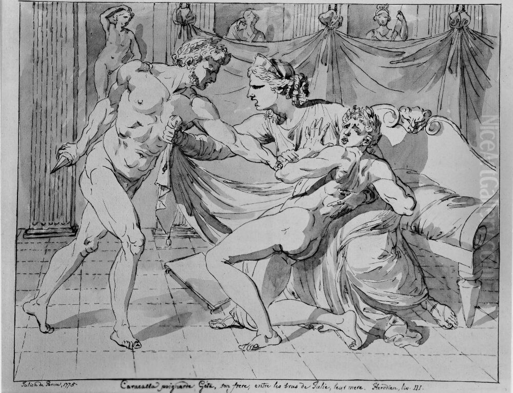 Caracalla Kills his Brother Geta Oil Painting by Jean Antoine Julien de Parme