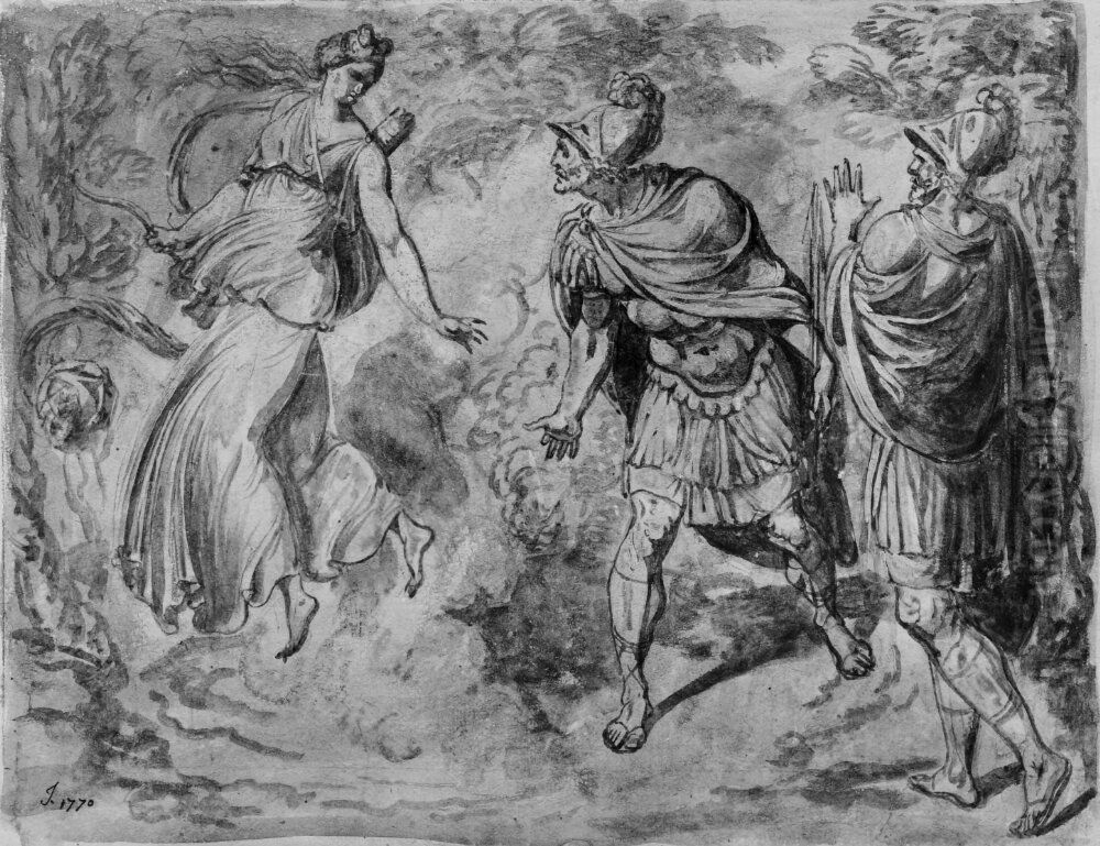 Aeneas and Achates Meet Diana Oil Painting by Jean Antoine Julien de Parme