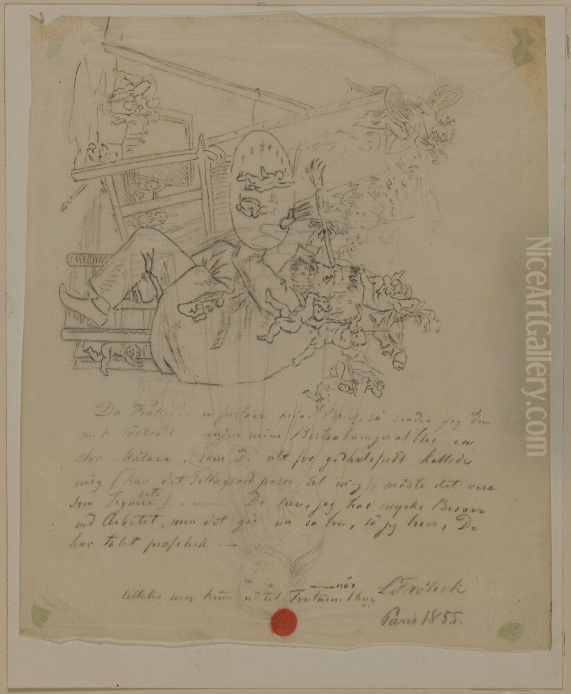 Frolich vid staffliet Oil Painting by Lorenz Frolich