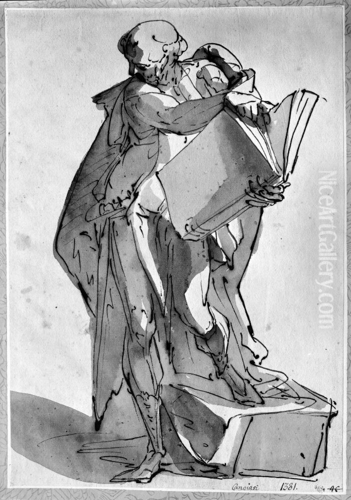 Prophet, Standing Oil Painting by Luca Cambiaso