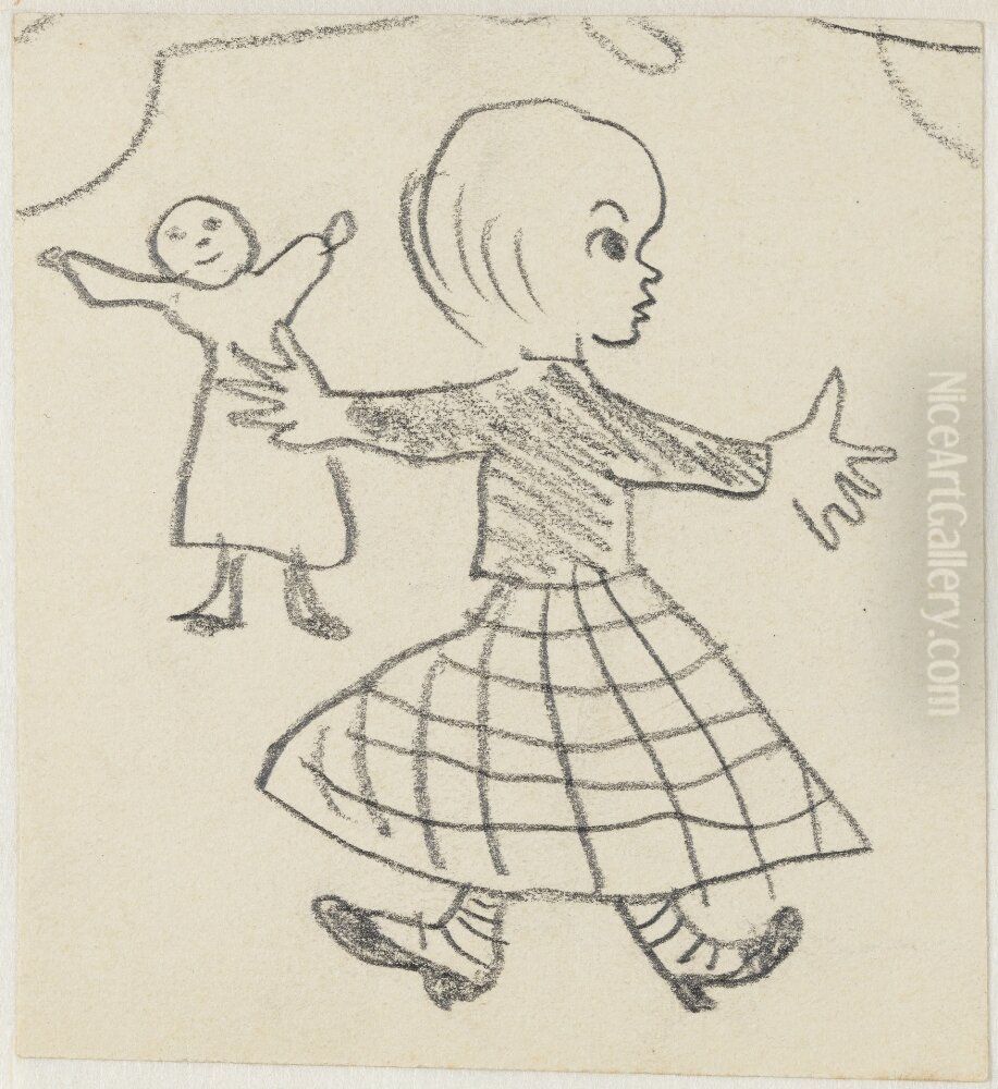 Flicka. Anknytning till Kattresan Oil Painting by Ivar Arosenius