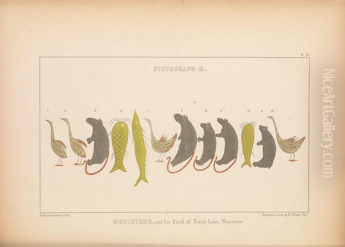 Kenisteno, and his Band of Trout Lake, Wisconsin Oil Painting by Seth Eastman