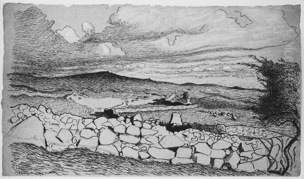 Landscape with Geese Oil Painting by Nils Kreuger