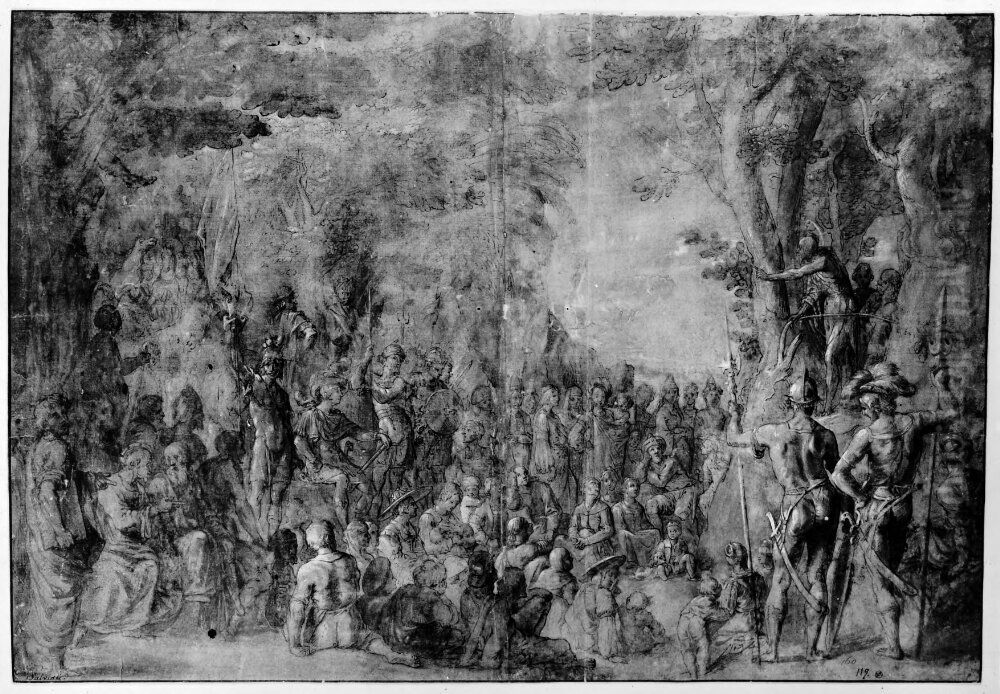 St johannes predikan i oknen Oil Painting by Francesco Salviati