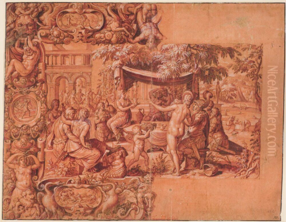 Study for tapestry of the Iron Age Oil Painting by Francesco Salviati