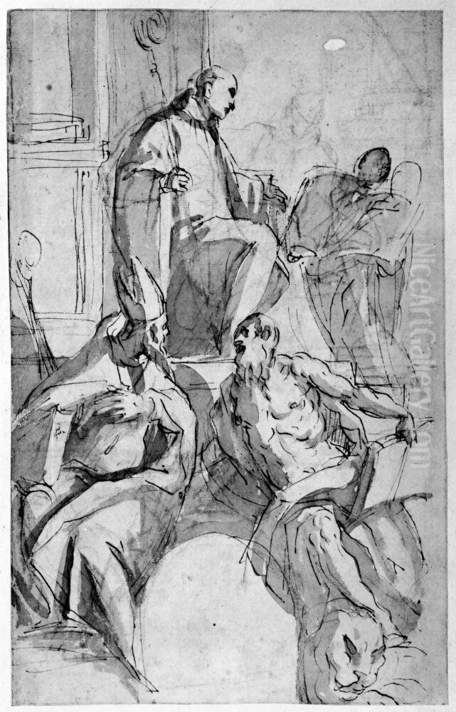 Tre kyrkofader Oil Painting by Antonio da Vassilacchi