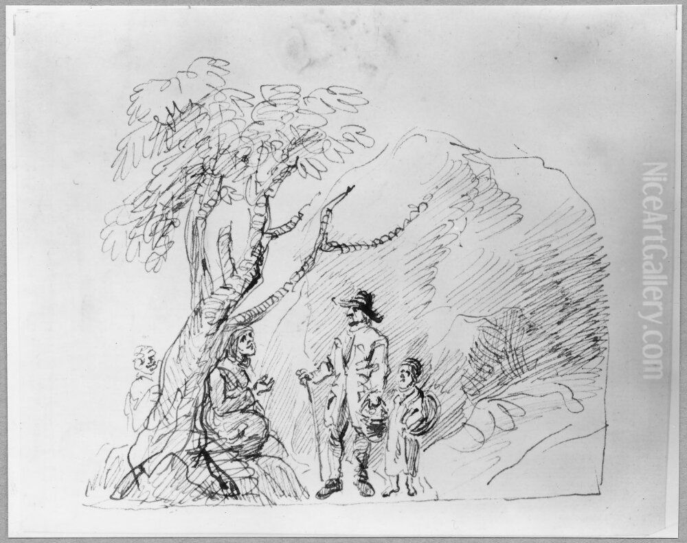 Tiggande kvinna Oil Painting by Elias Martin