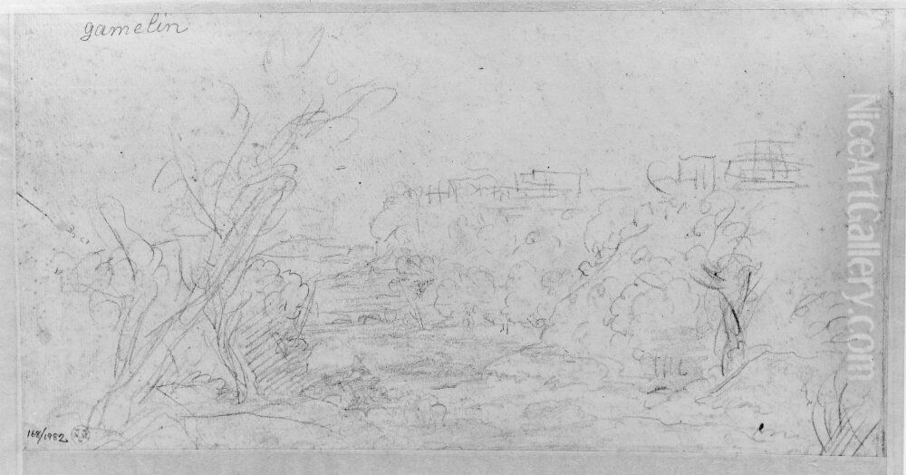 Landskap Oil Painting by Jacques Gamelin