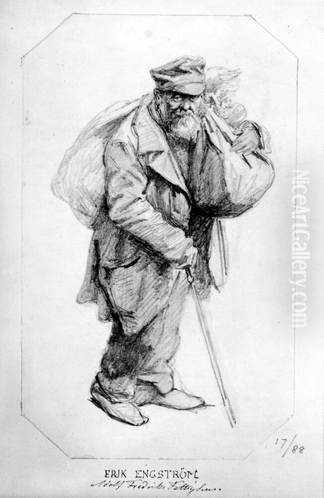 Erik Engstrom, Adolf Fredriks Fattighus Oil Painting by Josef Wilhelm Wallander