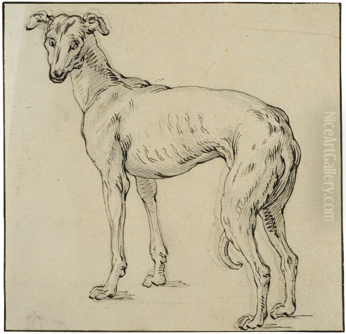 Greyhound Oil Painting by Abraham Bloemaert