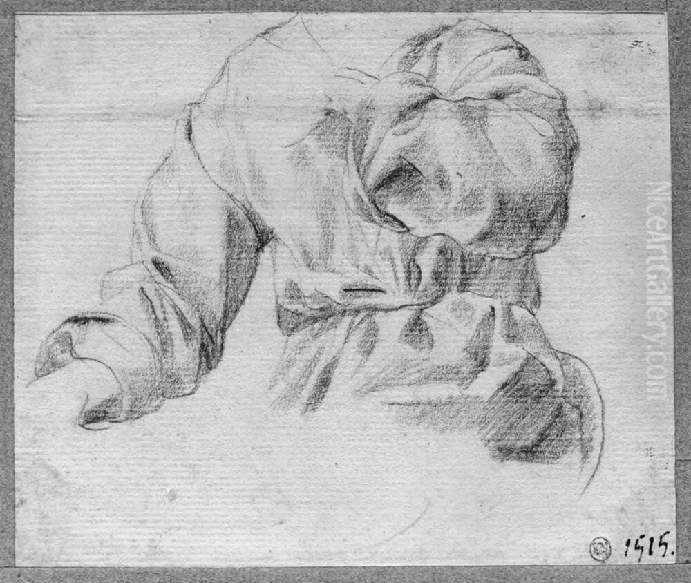 Drapery study (St. Anne) Oil Painting by Battistello Caracciolo