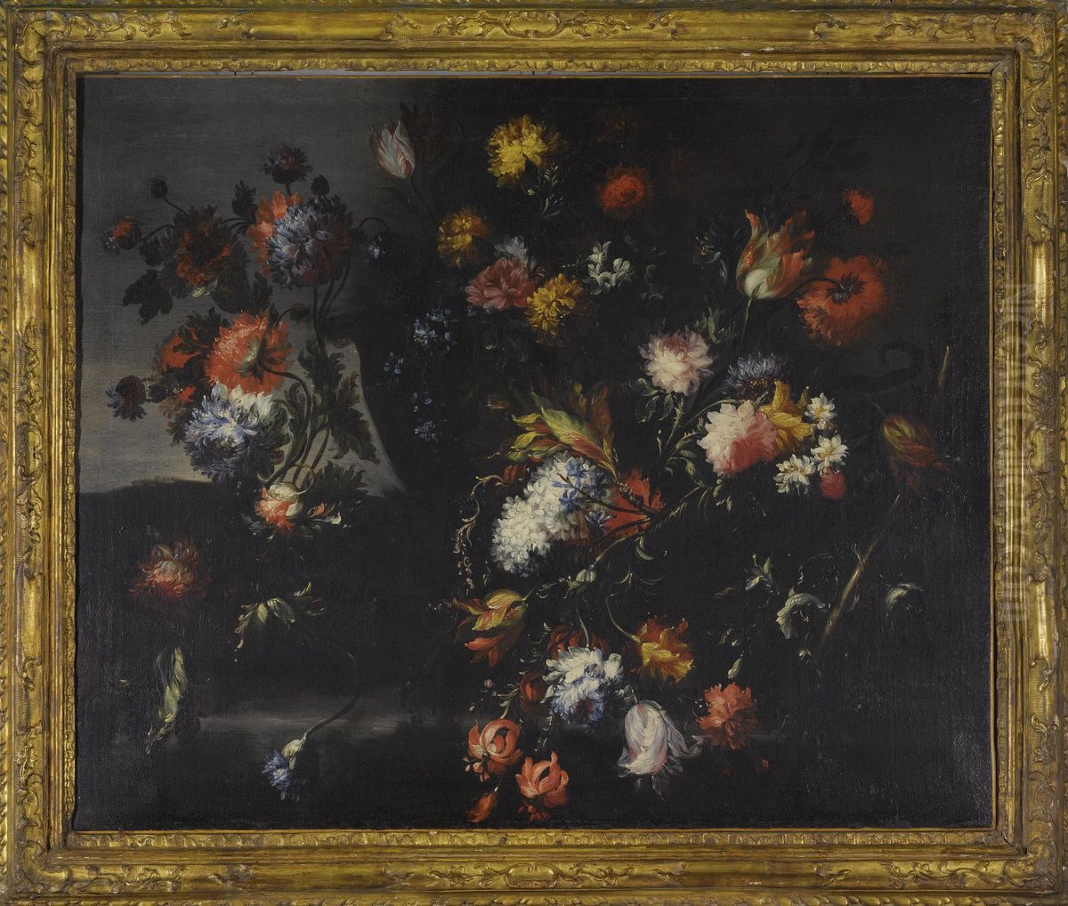 Still Lifes Of Mixed Flowers In Urns And Baskets Oil Painting by Margherita Caffi