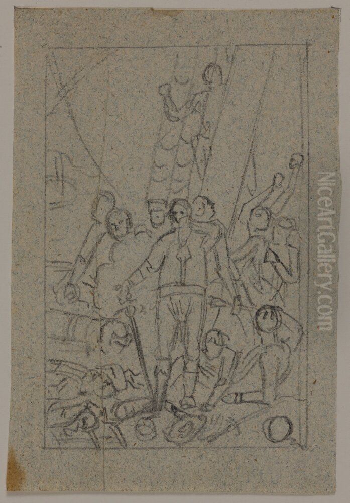 Christian IV sarad i sjoslaget vid Femern Oil Painting by Nicolai Abildgaard