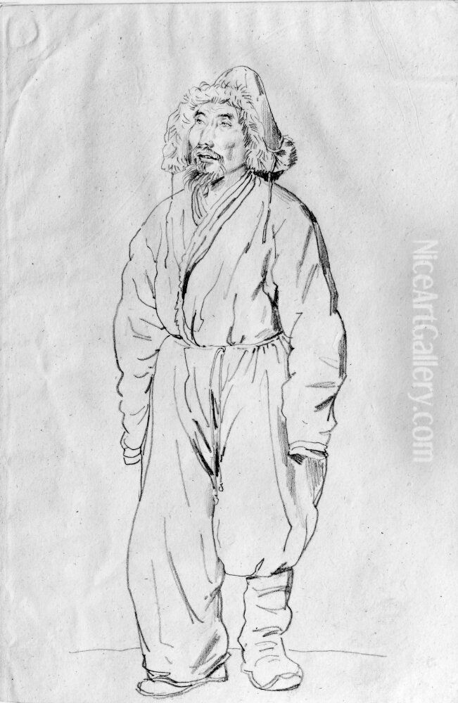 Aldre militar. Ingar i skissbok Oil Painting by Anders Gustaf Andersson