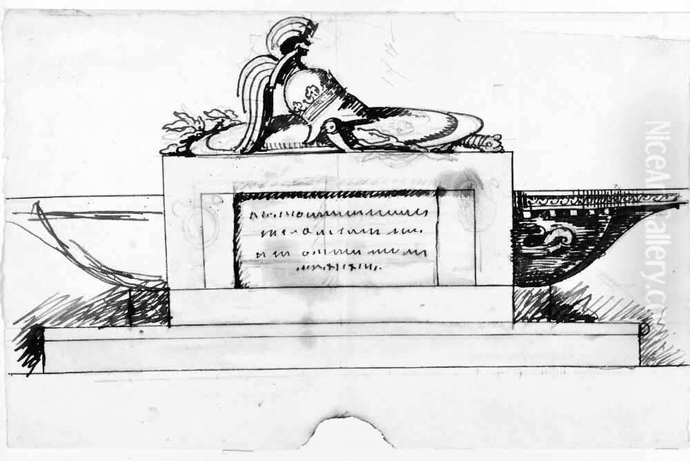 Gravmonument for Augustin Ehrensvard Oil Painting by Johan Tobias Sergel