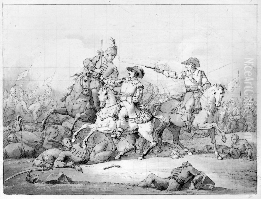 Gustav II Adolf i slaget vid Stuhm Oil Painting by Johan Gustaf Sandberg