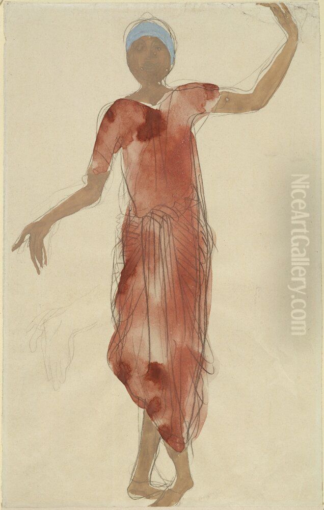 Dancer from Royal Cambodian Ballet Oil Painting by Auguste Rodin