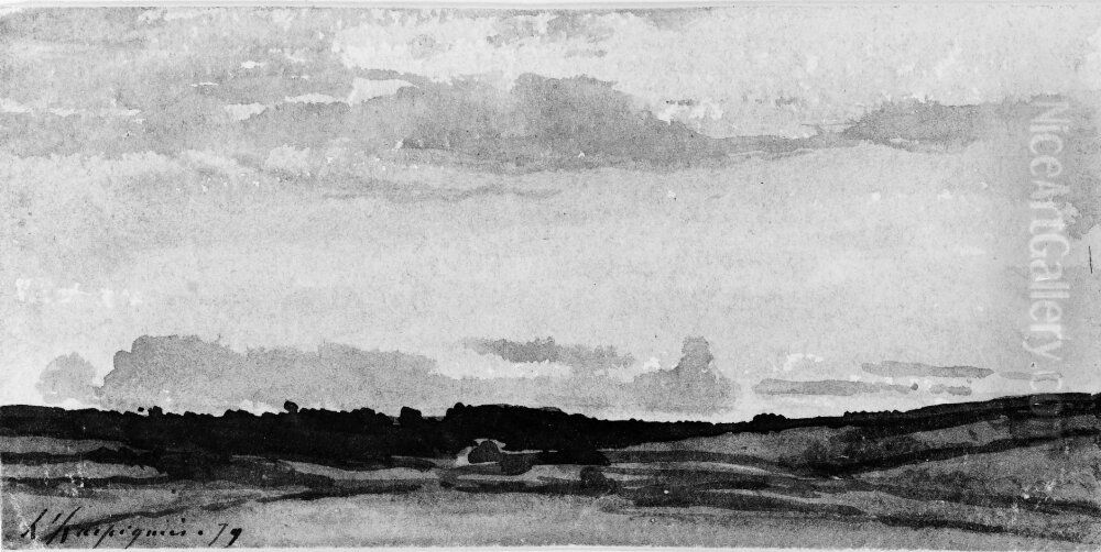 Landskap Oil Painting by Henri Harpignies