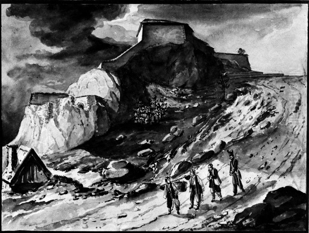 Vattenfall, trabro och byggnader Oil Painting by Mikael Gustaf Anckarsvard