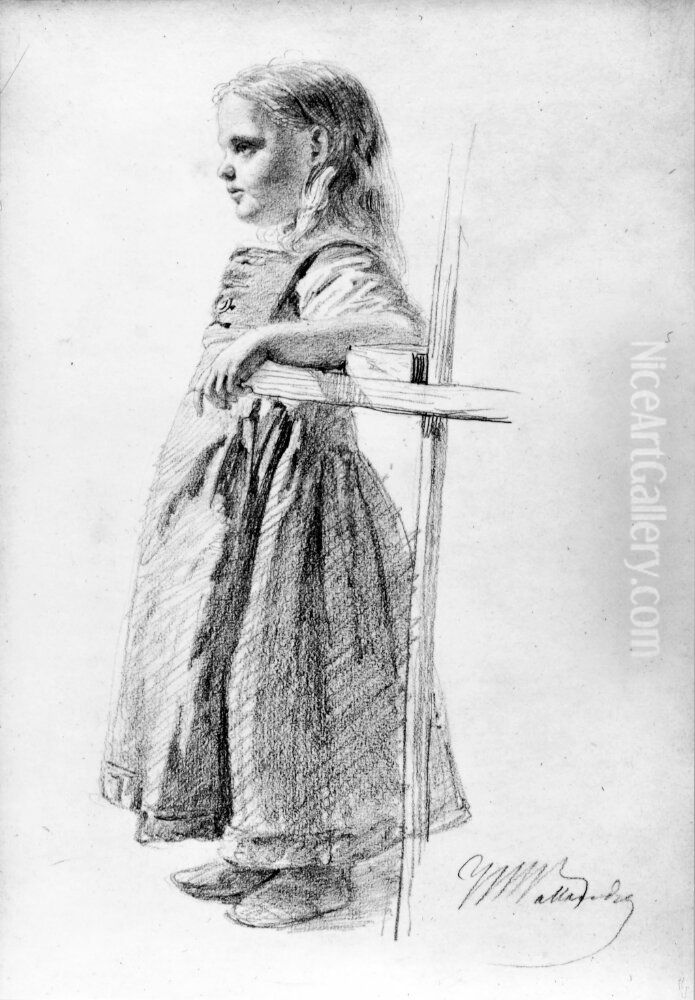 Liten dalflicka Oil Painting by Josef Wilhelm Wallander