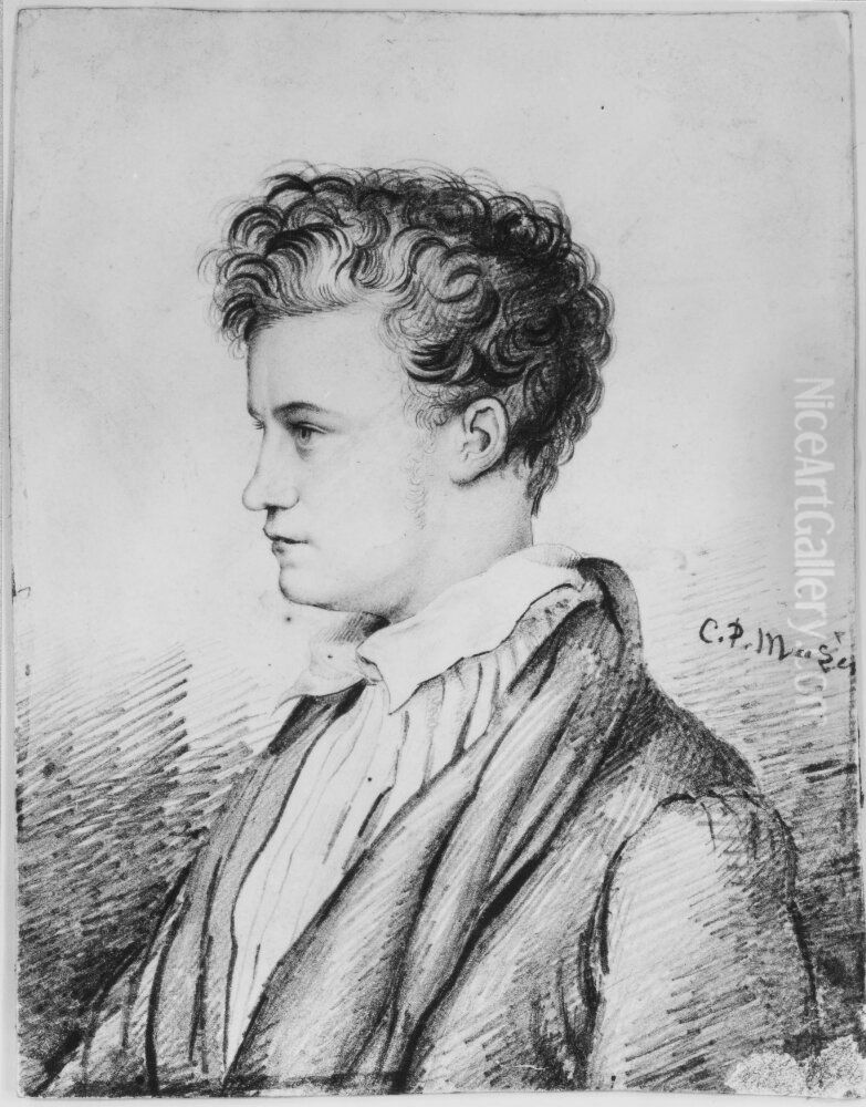 Sjalvportratt Oil Painting by Carl Peter Mazer