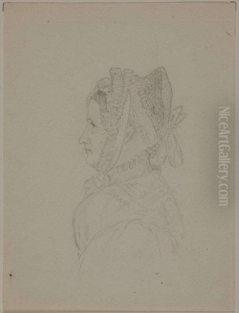 Adre dam iford spetsmossa Oil Painting by Anton Melbye