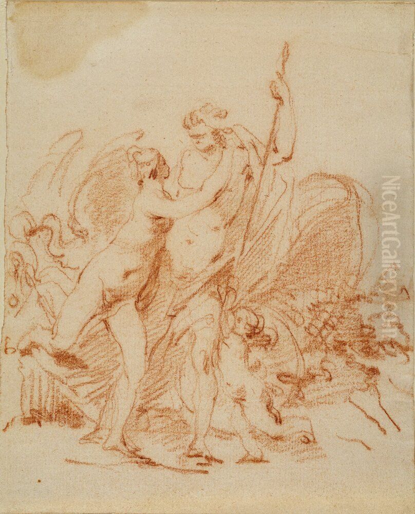 Venus och Adonis, studie efter malning av Peter Paul Rubens Oil Painting by Johan Tobias Sergel