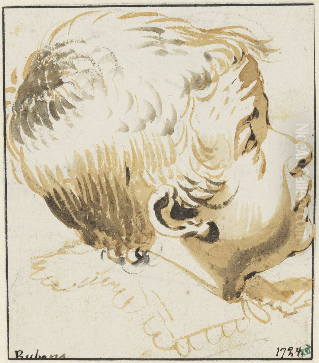 Pojkhuvud, hogerprofil Oil Painting by Jacob van Campen