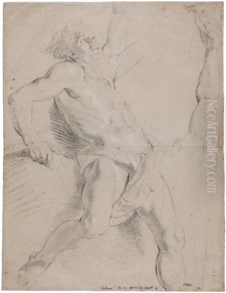 Nude Man Leaning Back, Study for the Figure of Job Oil Painting by (studio of) Rubens, Peter Paul