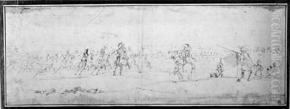 Cavalry attack Oil Painting by Stefano della Bella