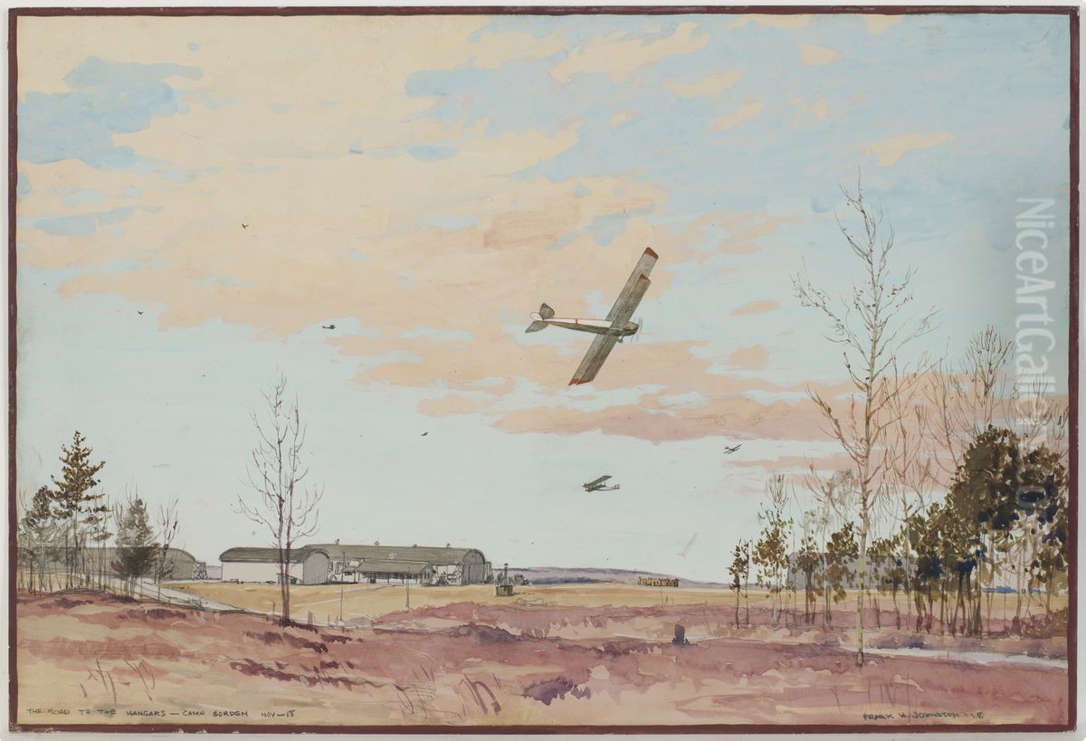 The Road to the Hangars, Camp Borden Oil Painting by Frank Johnston