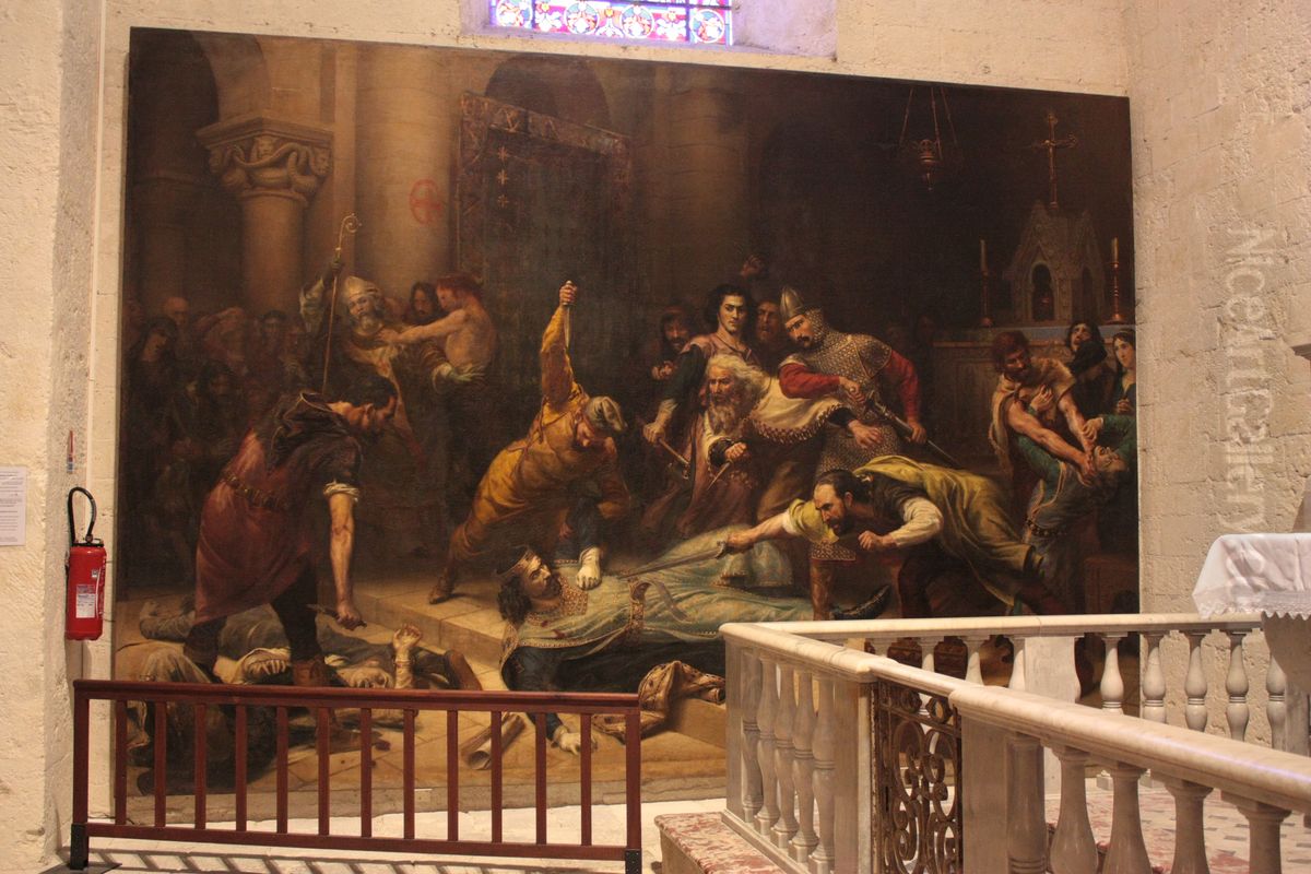 L'Assassinat du Vicomte de Beziers, Raymond Trencavel, le 15 octobre 1167 Oil Painting by Joseph-Noel Sylvestre