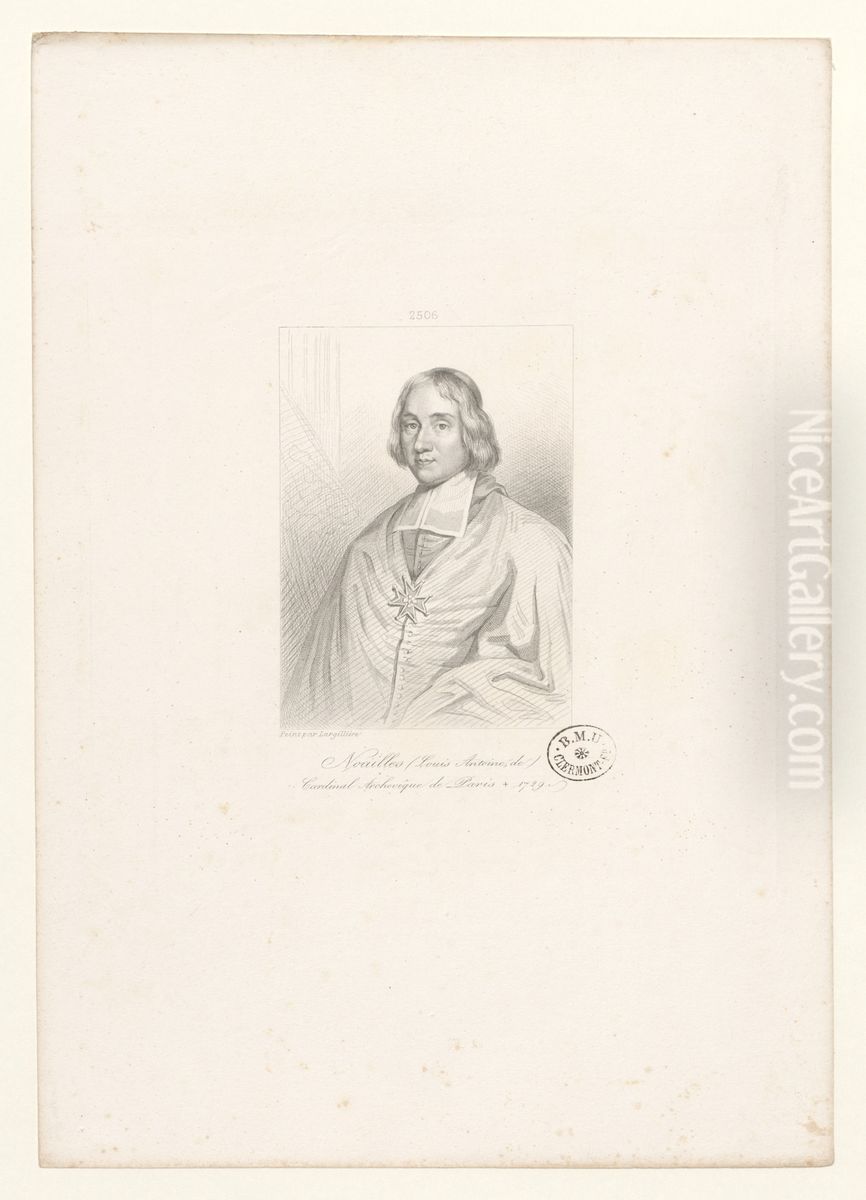 Noailles (Louis Antoine, de) Cardinal Archeveque de Paris + 1729 BOYER 1963 Oil Painting by Nicolas de Largilliere