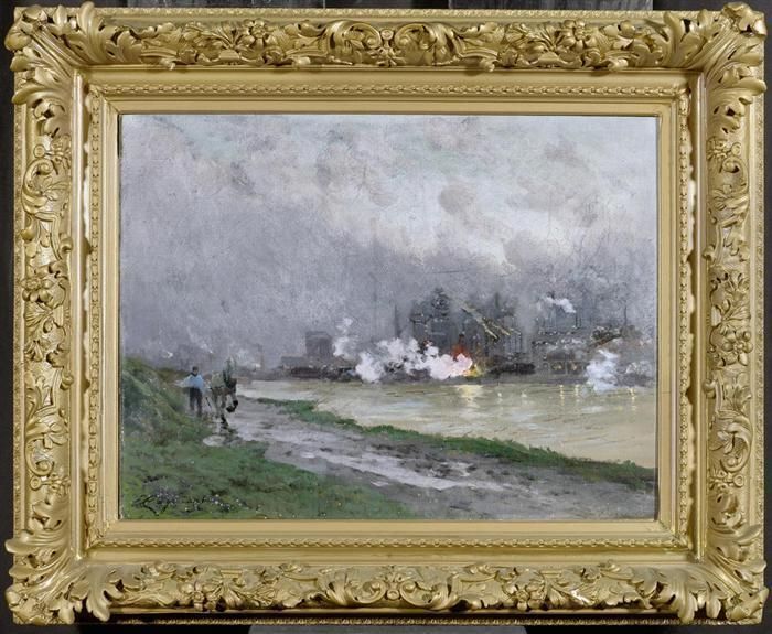 A Factory Oil Painting by Emile Cagniart