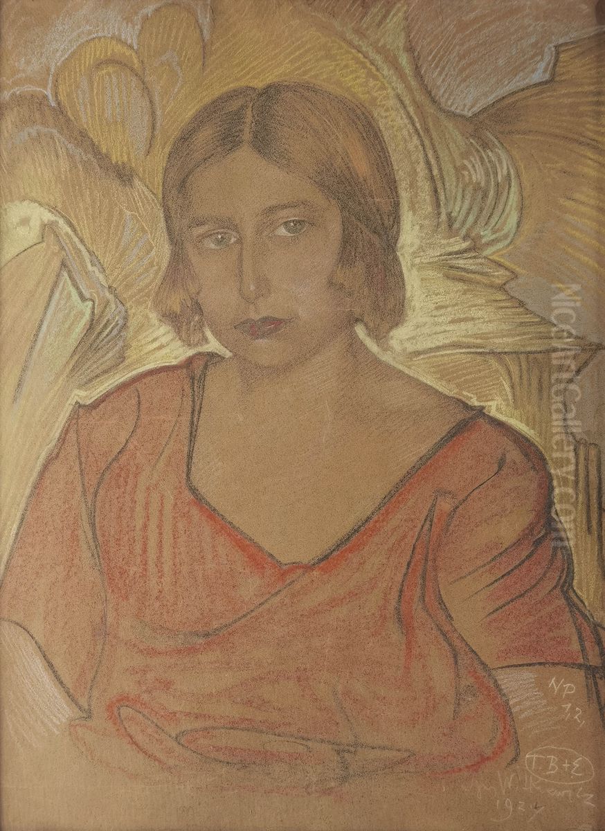 Portrait of Zofia Jakimowicz-Bujak Oil Painting by Stanislaw Ignacy Witkiewicz (Witkacy)