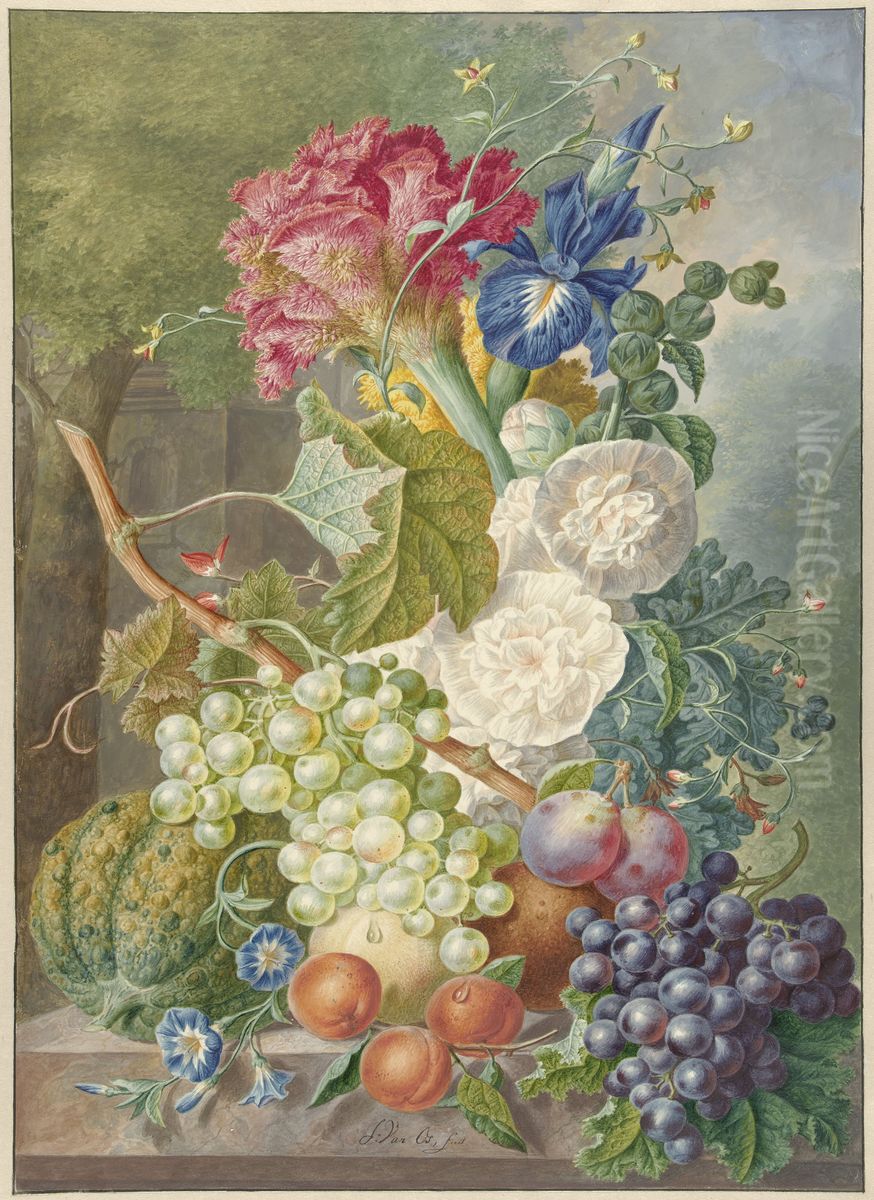 Stilleven met bloemen en vruchten Oil Painting by Jan van Os