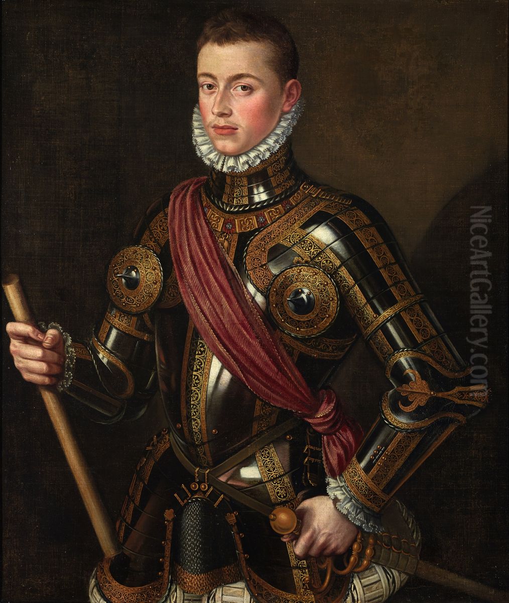 Don Juan of Austria armed Oil Painting by Alonso Sanchez Coello