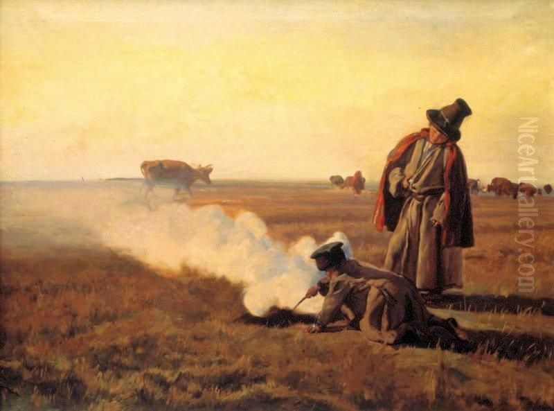 Jesien (Dymy). Oil Painting by Jozef Chelmonski