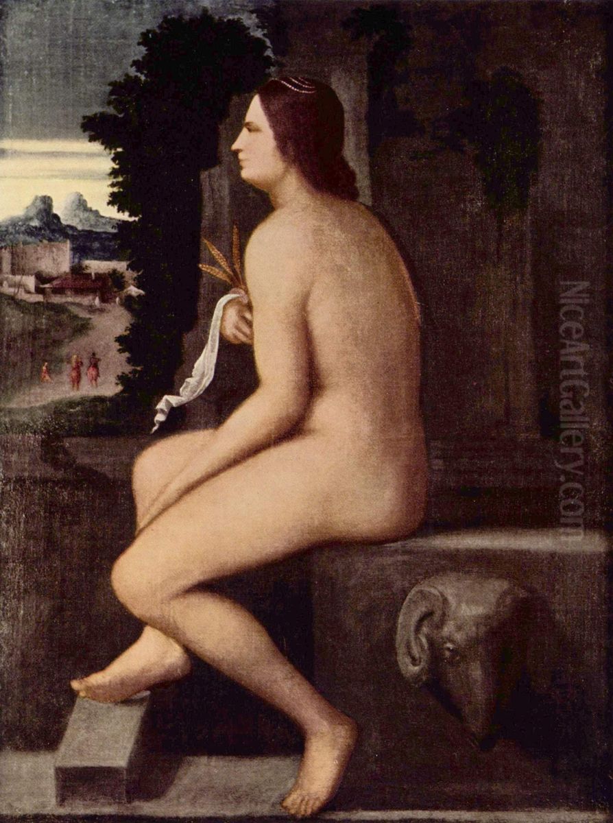 Ceres Sitting on the Edge of a Fountain Oil Painting by Sebastiano Del Piombo