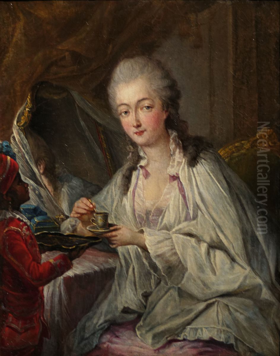 Madame du Barry and the Page Zamore Oil Painting by Jean-Baptiste Andre Gautier-Dagoty