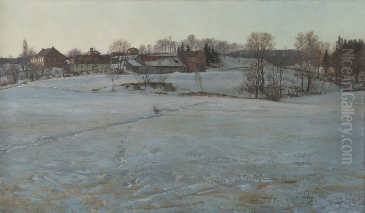 Vinter Oil Painting by Christian Skredsvig