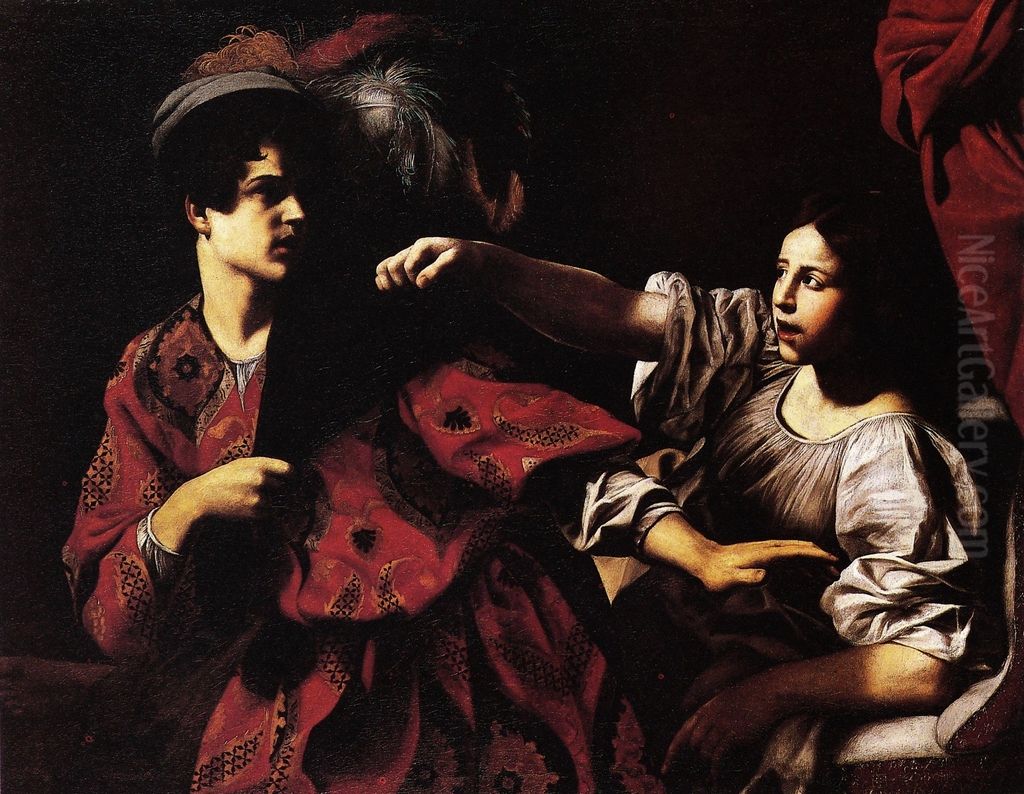 Joseph and Potiphar's wife Oil Painting by Battistello Caracciolo